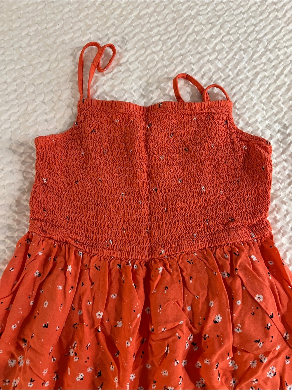 SO Orange Floral Smocked Sundress with Spaghetti Straps - Picture 2 of 4